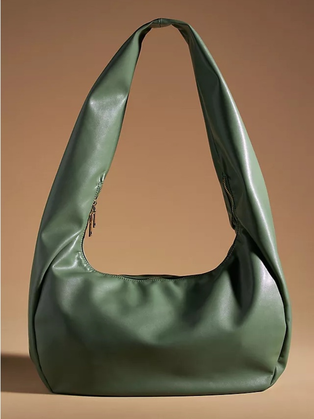 Anthropologie Timmie Faux Leather Slouchy Shoulder Bag Olive Green